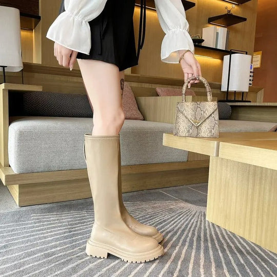 Lange Lederstil Damenstiefel R&B