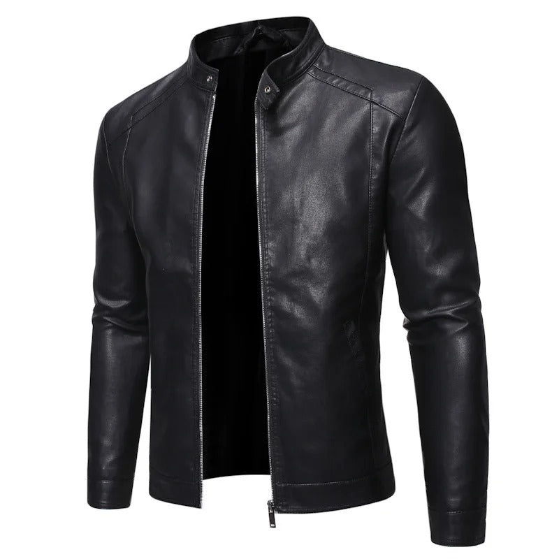 R&B | Lederjacke mit Stehkragen
