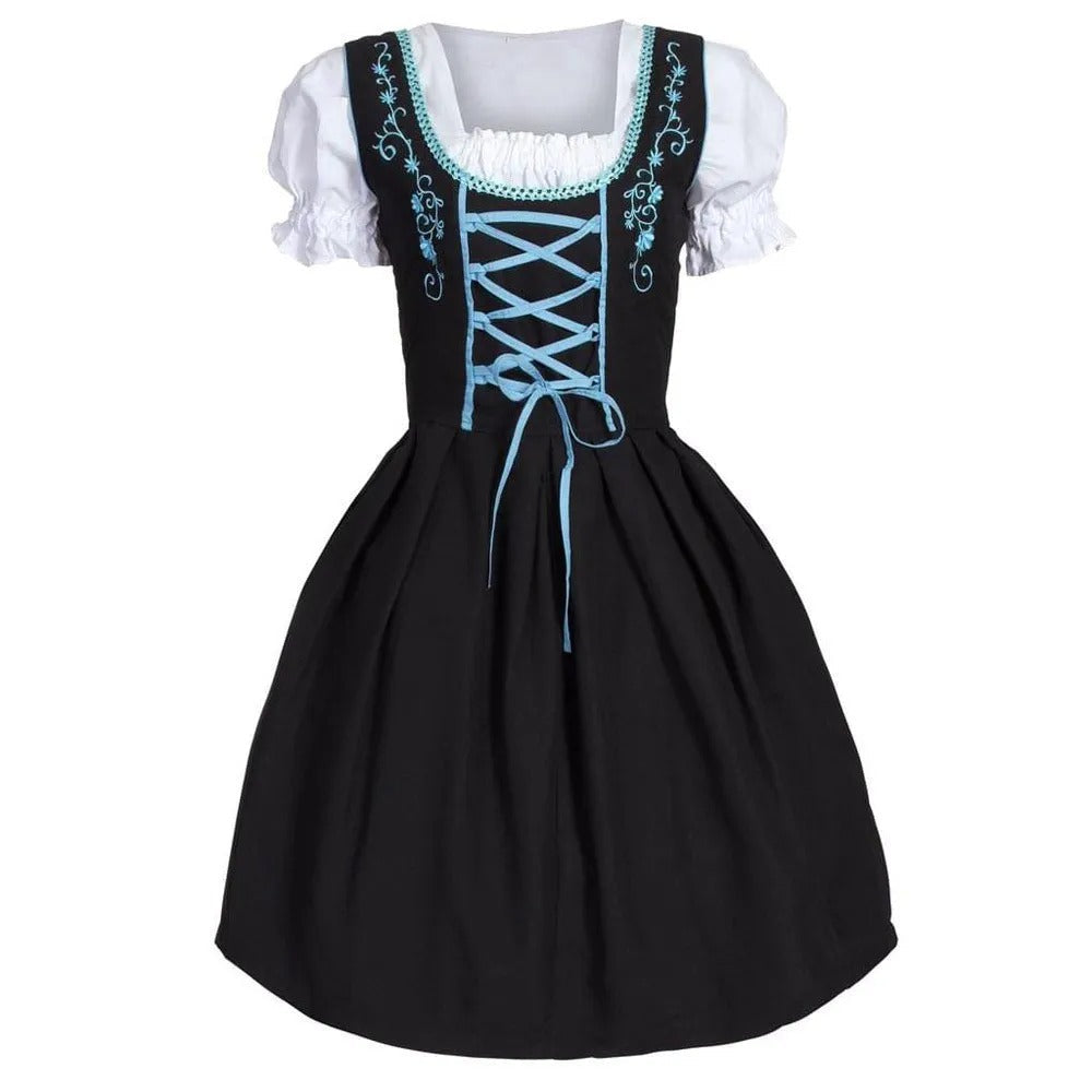 R&B | Stilvolle Himmelblau Oktoberfest Dirndl mit Eleganter Stickerei für Frauen