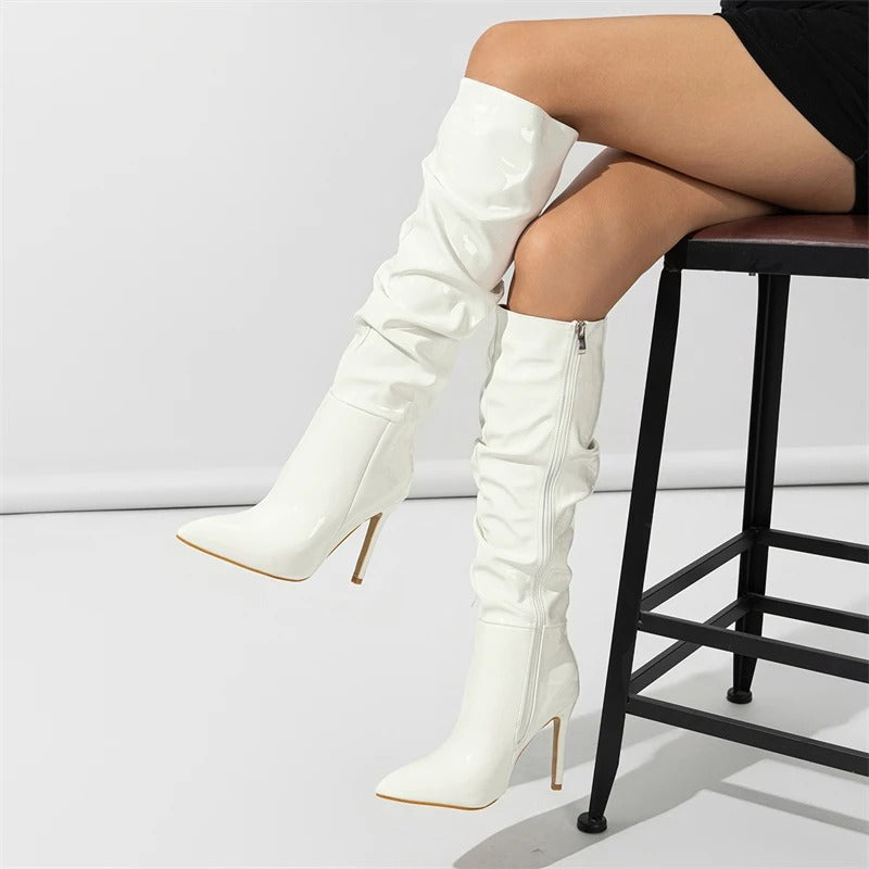 Frauen Über-den-Knie Stiefel Leder Stil R&B