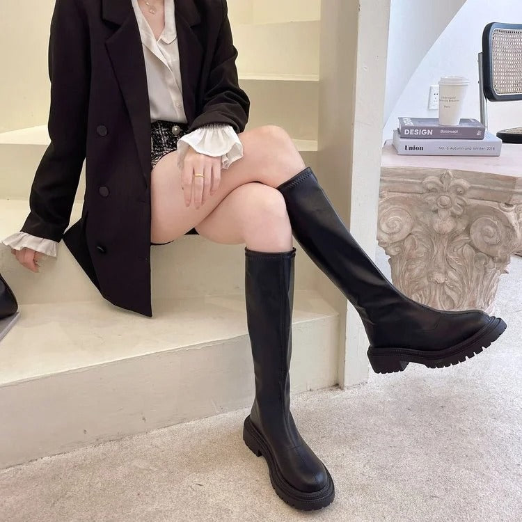 Lange Lederstil Damenstiefel R&B