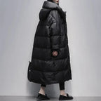 R&B | Lange Pufferjacke mit Daunenumhang