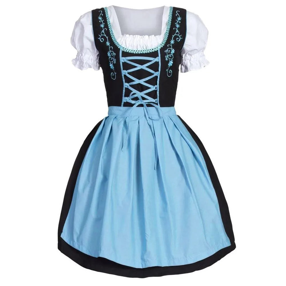 R&B | Stilvolle Himmelblau Oktoberfest Dirndl mit Eleganter Stickerei für Frauen