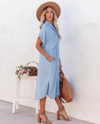 Kurzärmeliges Hemdkleid aus Denim