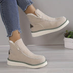 R&B | Winter Wildleder Absatzstiefel mit Kunstpelzfutter