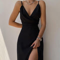 R&B | Kleid mit Spaghettiträgern, Gerafft und mit Schlitz An Den Oberschenkeln