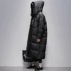 R&B | Lange Pufferjacke mit Daunenumhang