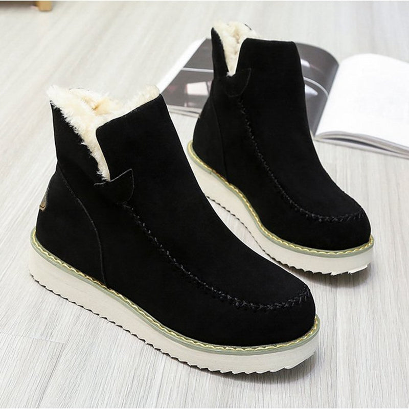 R&B | Winter Wildleder Absatzstiefel mit Kunstpelzfutter
