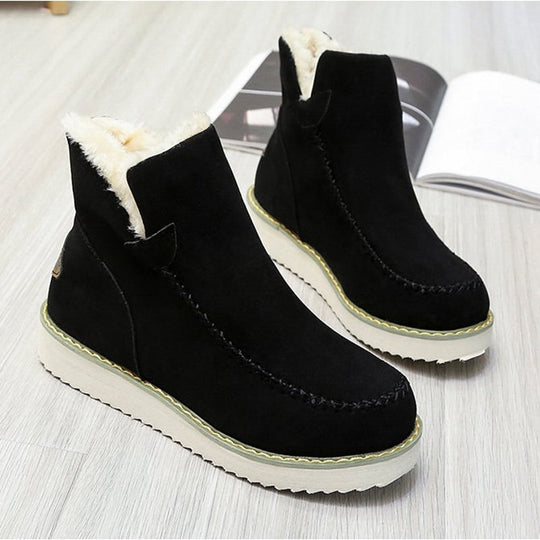R&B | Winter Wildleder Absatzstiefel mit Kunstpelzfutter
