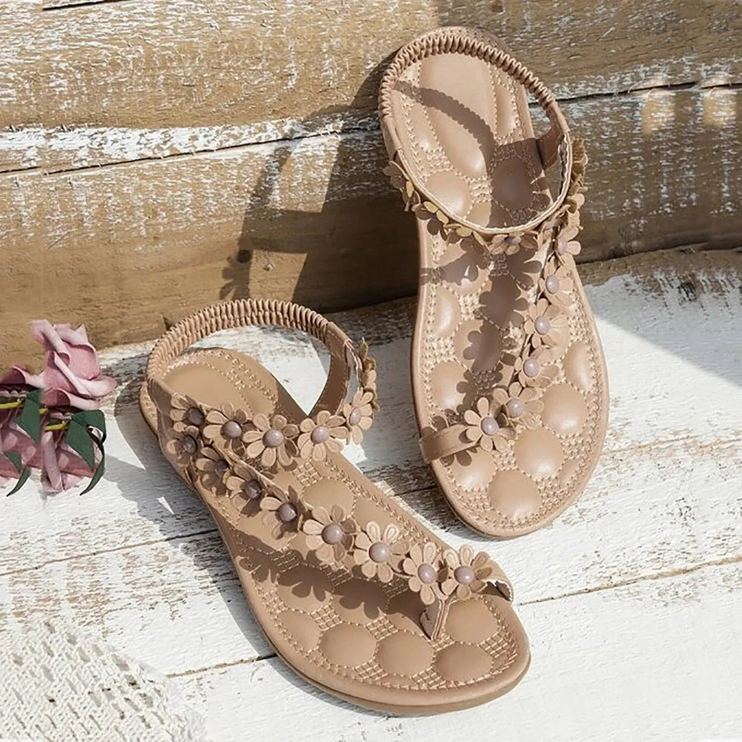 R&B | Flache Sommer Blumen Sandalen