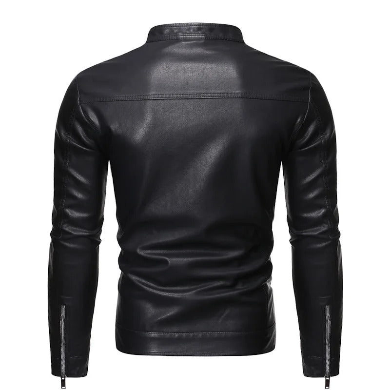 R&B | Lederjacke mit Stehkragen