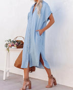 Kurzärmeliges Hemdkleid aus Denim