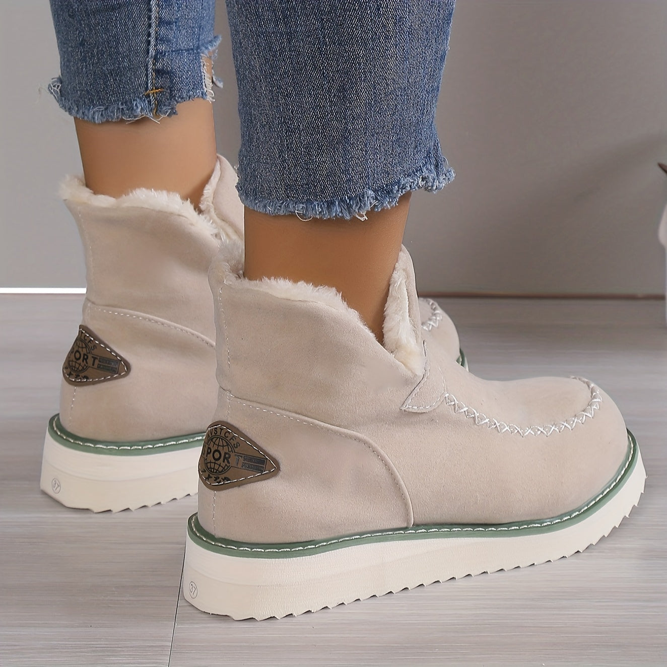 R&B | Winter Wildleder Absatzstiefel mit Kunstpelzfutter