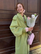 R&B | Übergröße Grüner Damen Trenchcoat mit Gürtel