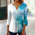 R&B | Damen V-Ausschnitt T-Shirt mit Knopfverschluss