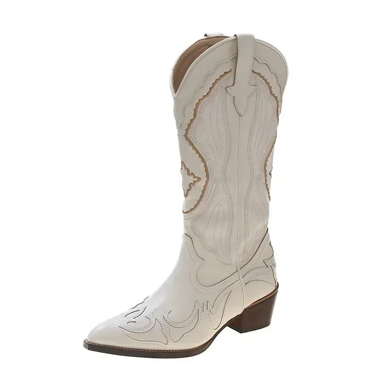 Bestickte Stiefel bis zur Mitte der Waden für Frauen R&B