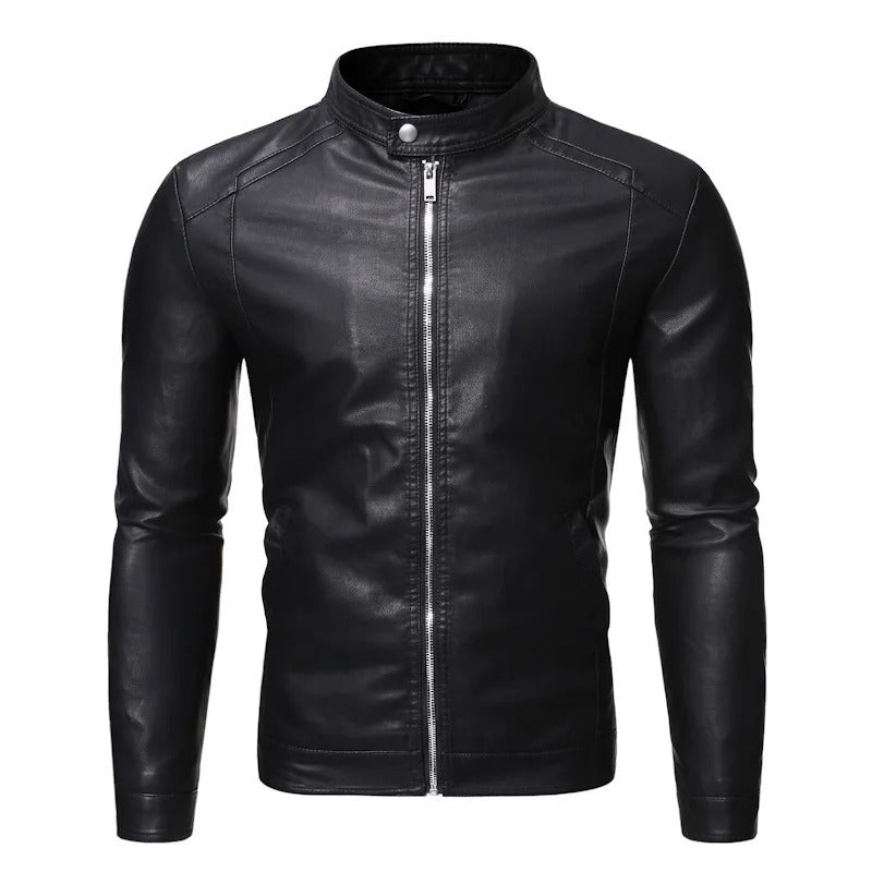 R&B | Lederjacke mit Stehkragen