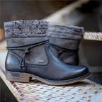 R&B | Flache Retro-Stoff-Mund-Stiefel