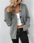 R&B | Strickjacke Strickjacke mit Kapuze und Knöpfen