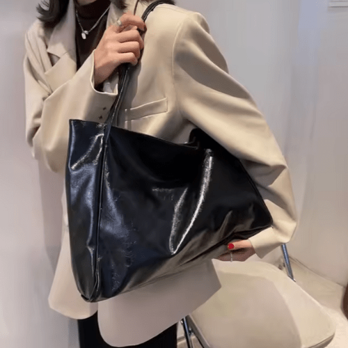 R&B | Große Damen Leder Schultertasche Handtasche Shopper Burgunderrot