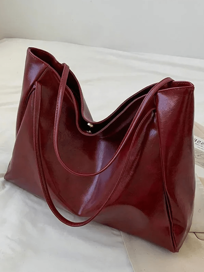R&B | Große Damen Leder Schultertasche Handtasche Shopper Burgunderrot