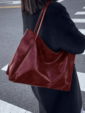 R&B | Große Damen Leder Schultertasche Handtasche Shopper Burgunderrot