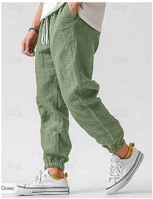 R&B | Herren Cargohose Aus Leinen Luftige Sommerhose mit Hoher Taille