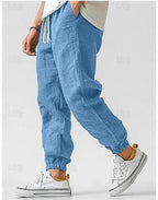 R&B | Herren Cargohose Aus Leinen Luftige Sommerhose mit Hoher Taille