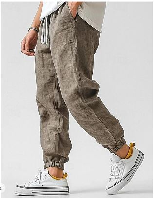 R&B | Herren Cargohose Aus Leinen Luftige Sommerhose mit Hoher Taille