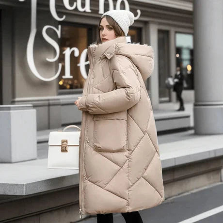 R&B | Gepolsterte Jacke - Oversized-Passform - Kapuze mit Hohem Kragen - Verstellbare Bündchen - Mittellanges Modell