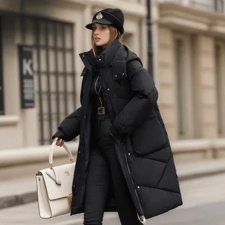 R&B | Gepolsterte Jacke - Oversized-Passform - Kapuze mit Hohem Kragen - Verstellbare Bündchen - Mittellanges Modell