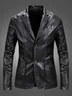 R&B | Herren Blazer - Lässiger Leder Slim Fit Blazer