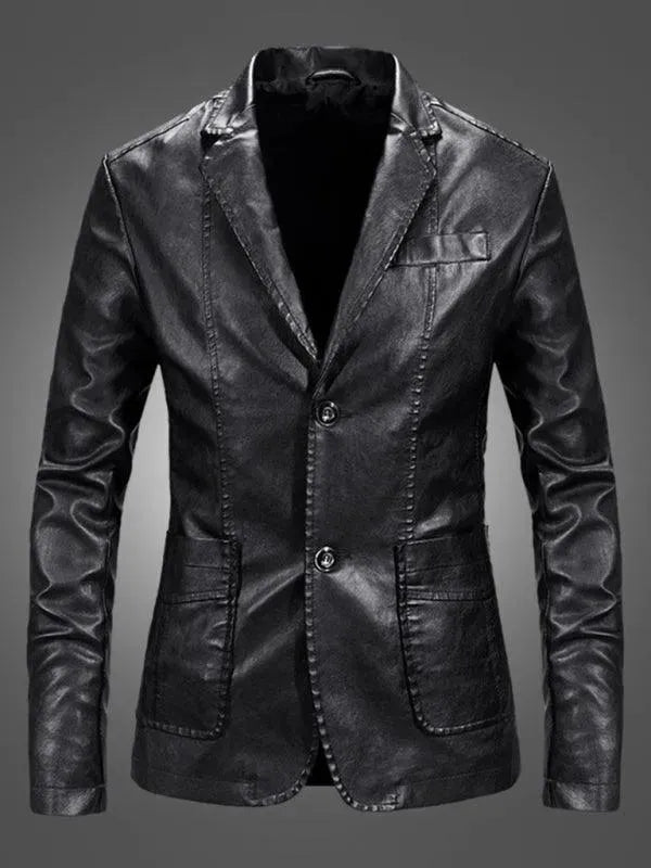 R&B | Herren Blazer - Lässiger Leder Slim Fit Blazer
