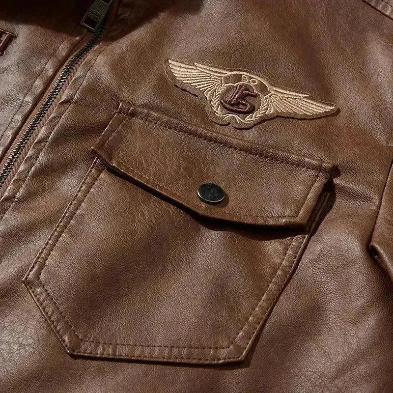 R&B | Herren Fleece-Leder Truckerjacke