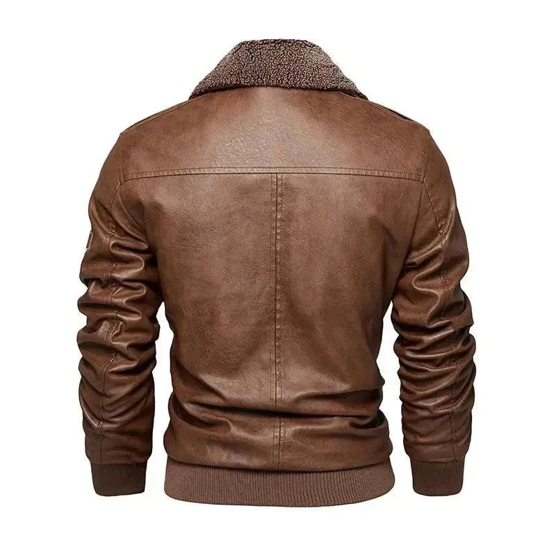 R&B | Herren Fleece-Leder Truckerjacke