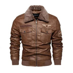 R&B | Herren Fleece-Leder Truckerjacke