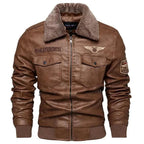 R&B | Herren Fleece-Leder Truckerjacke