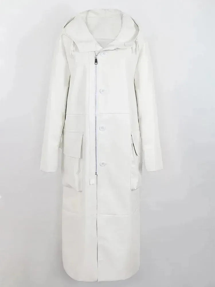 R&B | Herren Kapuzenlose Lederübercoat