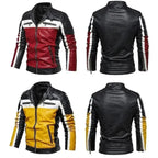 R&B | Herren PU-Leder Patchwork Bikerjacke