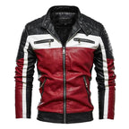 R&B | Herren PU-Leder Patchwork Bikerjacke