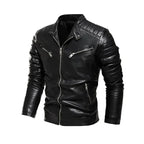 R&B | Herren PU-Leder Patchwork Bikerjacke