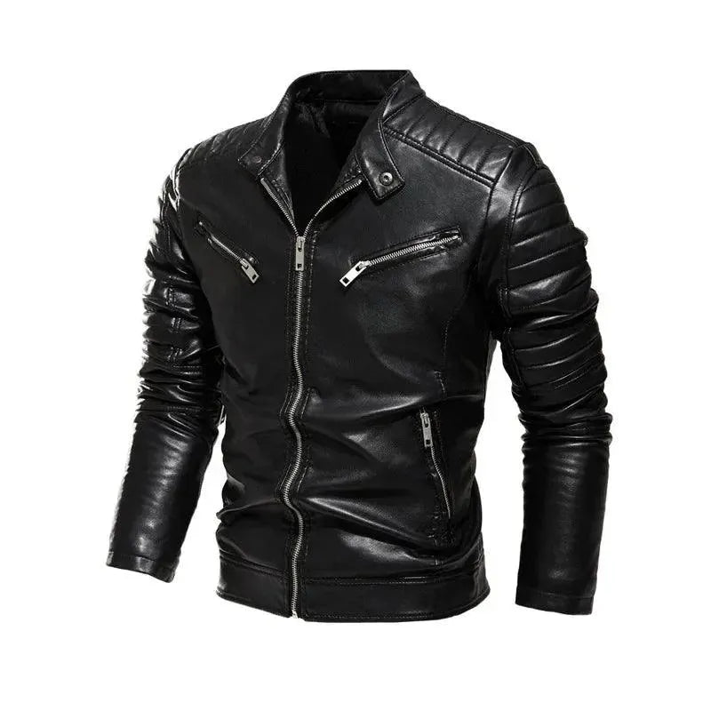 R&B | Herren PU-Leder Patchwork Bikerjacke