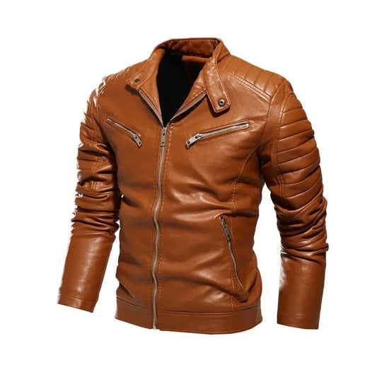 R&B | Herren PU-Leder Patchwork Bikerjacke