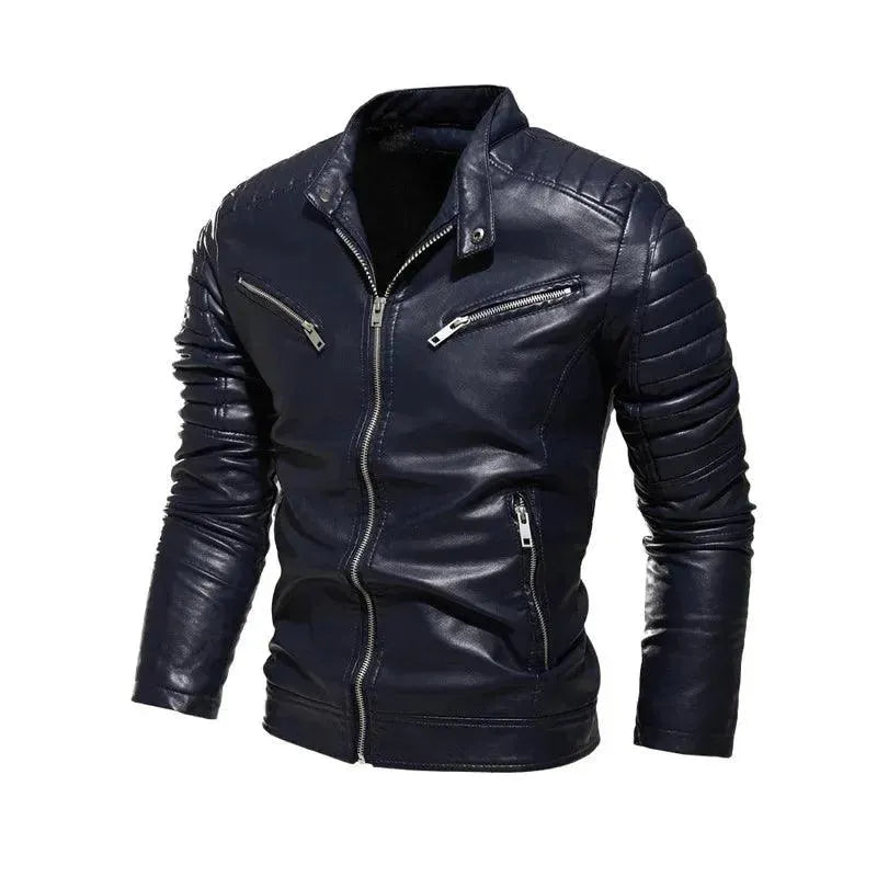 R&B | Herren PU-Leder Patchwork Bikerjacke