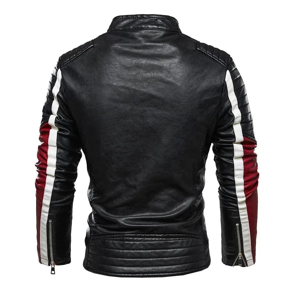 R&B | Herren PU-Leder Patchwork Bikerjacke
