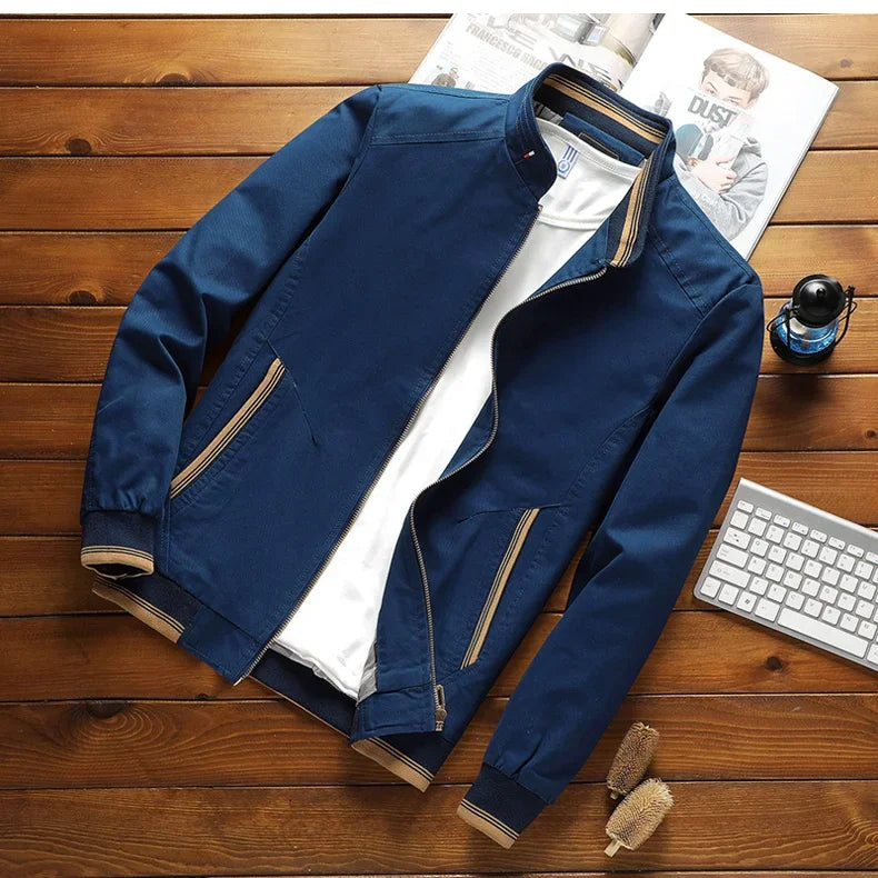 R&B | Herren Baumwoll Bomberjacke mit Stehkragen