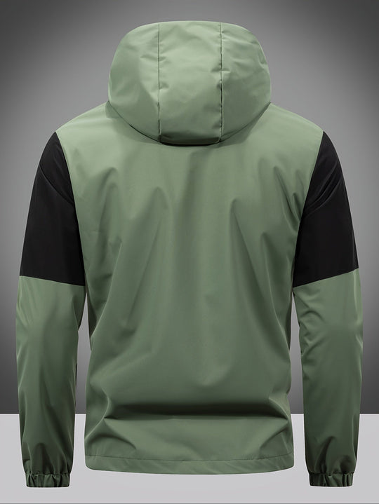 R&B | Herrenjacke mit Reißverschluss, Kapuze und Farbblockdesign