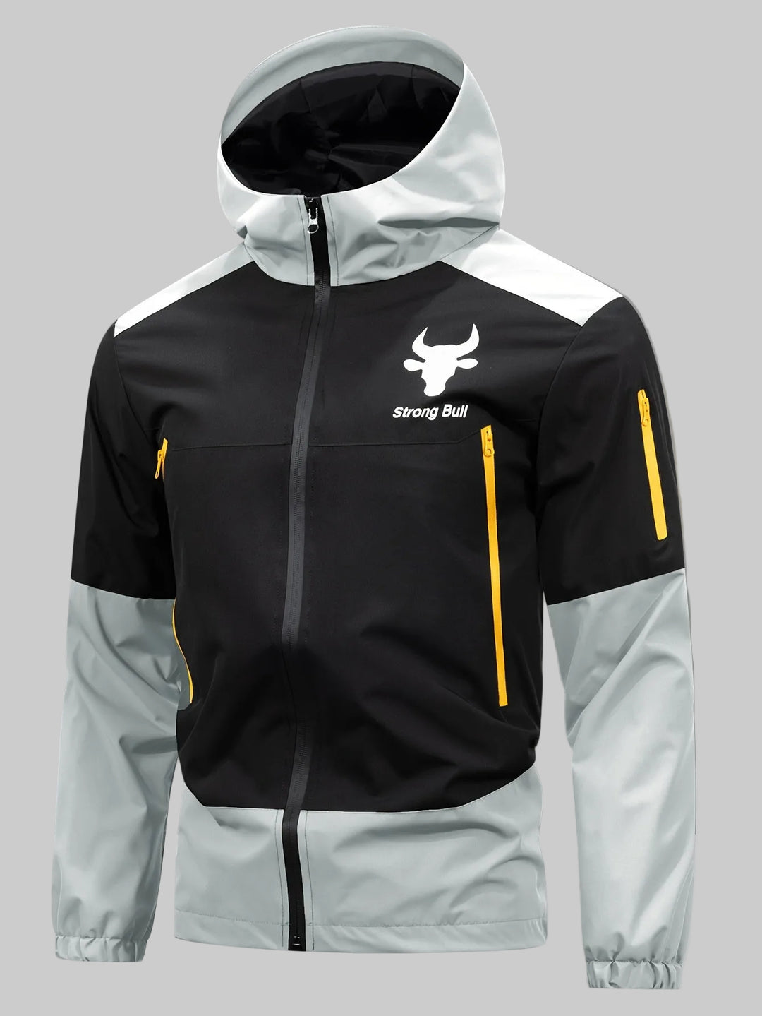 R&B | Herrenjacke mit Reißverschluss, Kapuze und Farbblockdesign