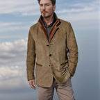 R&B | Herren Wildlederjacke mit Lederbesatz - Reverskragen-Design
