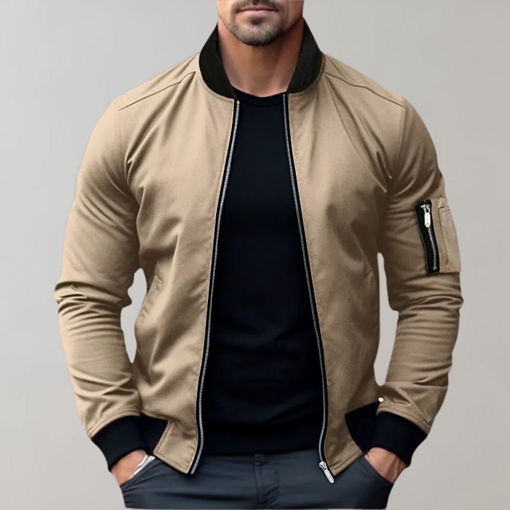 R&B | Herren Leichte Allwetter Bomberjacke mit Rippbündchen
